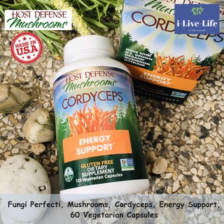 ถั่งเช่าสีทองออแกนิค Host Defense Certified Organic Cordyceps Energy Support 120 Vegetarian Capsules - Fungi Perfecti