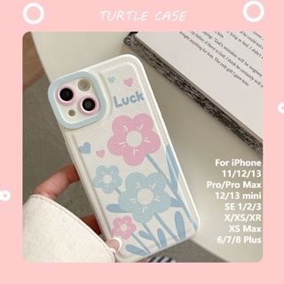 [พร้อมส่ง] เคสโทรศัพท์มือถือหนัง ซิลิโคน ลายดอกไม้ สําหรับ iPhone 14 13 12 11 PROMAX XS XR XSMAX SE2020 6 7 8PLUS MINI