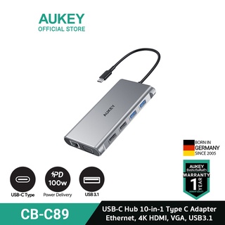 AUKEY CB-C89 10-in-1 USB C Hub with 100W PD, Ethernet, 4K HDMI,VGA,2 USB 3.0,2 USB 2.0,USB-C Port & SD&TF Docking Station #5