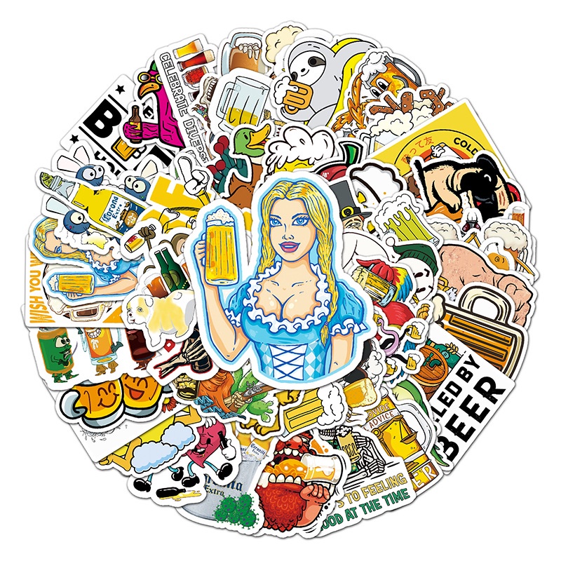 💥พร้อมส่ง💥Beer เบียร์ เหล้า เบียร์ ไวน์ sticker สติกเกอร์กันน้ำรูปแบบที่แตกต่างกัน  50ชิ้น - รูปที่ 5