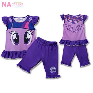 My Little Pony ชุดเซ็ตเด็ก ชุดเสื้อกางเกงเด็กหญิง ชุดเซตเสื้อกางเกง ลายการ์ตูน โพนี่ PONY จาก NADreams สีม่วง