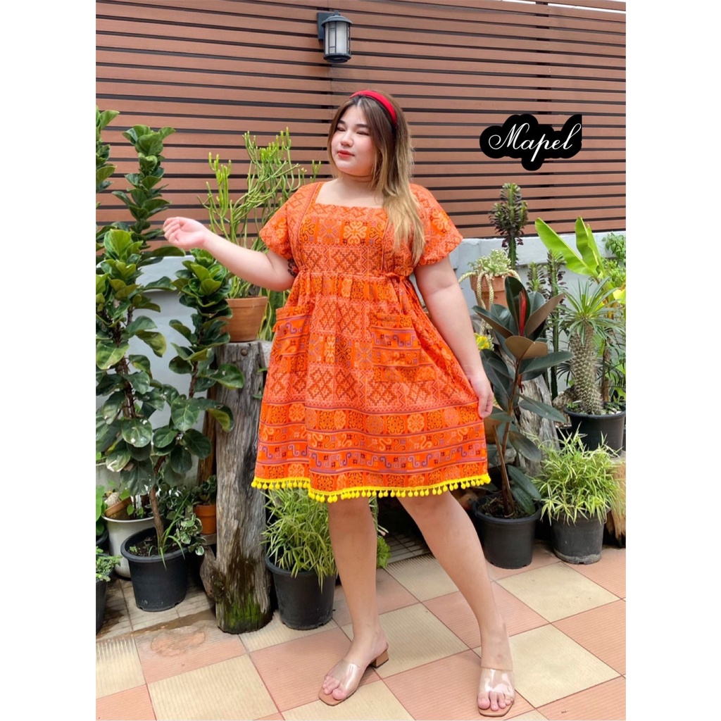 ชุดเดรสสาวอวบ 5XXL ชุดเดรสชาวดอย (สาวอวบอ้วน) เดรสผ้าชาวดอยถ่ายรูปเที่ยวคาเฟ่ น่ารักๆ หรือจะใส่ในวันสบายๆ