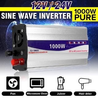 อินเวอร์เตอร์ 1000W 12V / 24V เพื่อ 220v หม้อแปลงแรงดันไฟฟ้าแปลงเพียวไซน์เวฟอินเวอร์เตอร์ไฟฟ้า