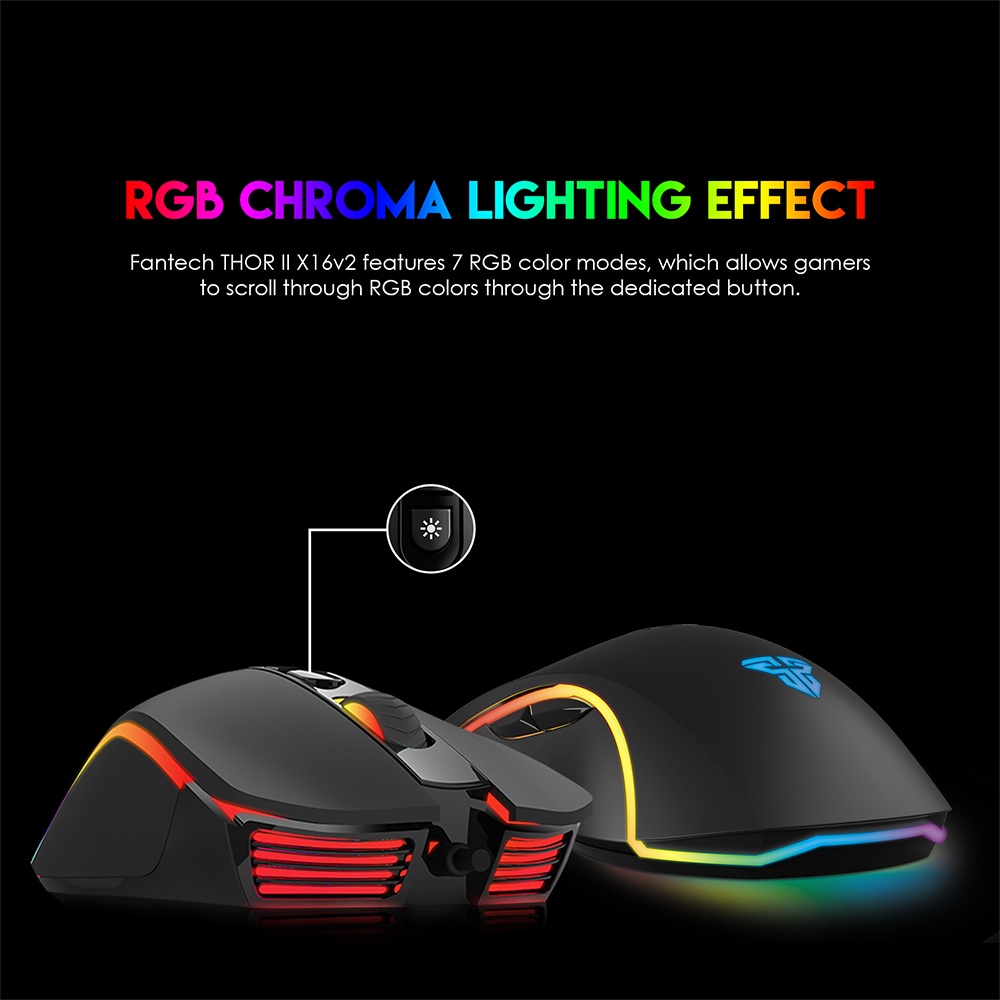 FANTECH X16 V2 THOR II Optical Macro Key RGB Gaming Mouse เมาส์เกมมิ่ง ออฟติคอล ตั้งมาโครคีย์ได้ พร้อม feet mouse