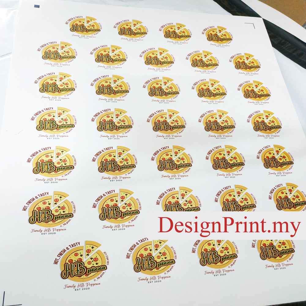 สติ๊กเกอร์พิมพ์และตัดรูปทรง A3 Size ออกแบบสินค้าตามสั่ง ดีไซน์ Servis Cetak & Potong Avery Dennison