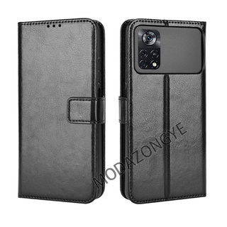 เคสสำ Xiaomi Poco M4 Pro 4G Case Flip Phone Case PU Leather Xiaomi Poco M4 Pro 4G เคสโทรศัพท์มือถือ พลิกซอง