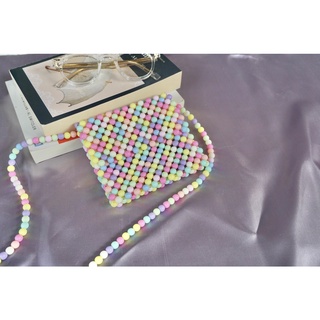 Bead bag Crossbody กระเป๋ามุกสีสันสดใส แบบสะพายข้างใส่บัตรได้