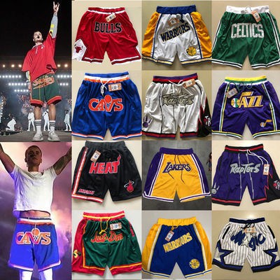 พร้อมส่ง JUST DON King Warriors Curry กางเกงบาสเก็ตบอล Magic Bulls Lakers James Pocket Sports Shorts