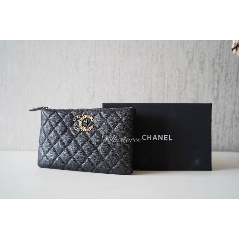 Chanel 19 lunch bag หนังแกะแท้ ลายคาเวียร์