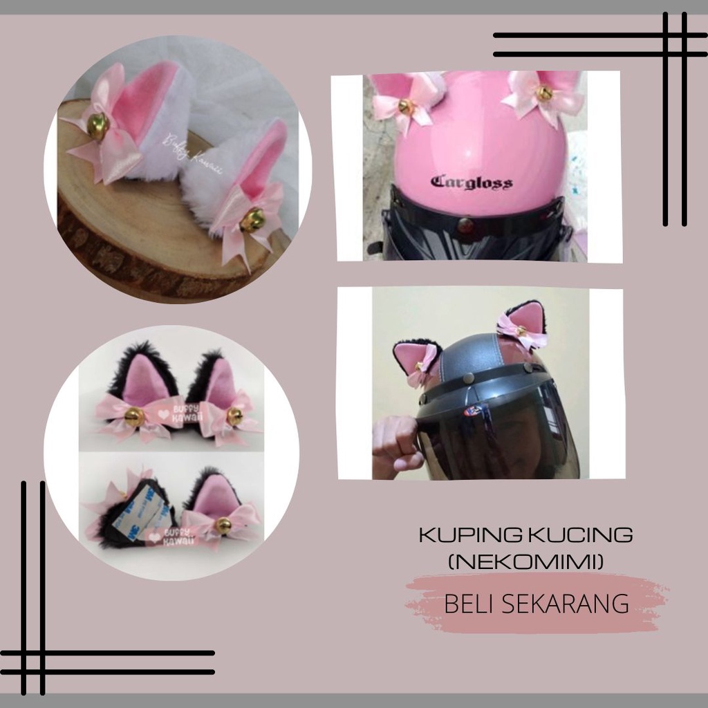 ✨Ylba ราคาถูก✨ CAT EARS (NECOMIMI) WHITE-PINK RIBBON และ BLACK-PINK RIBBON / อุปกรณ์เสริมหมวกกันน็อค