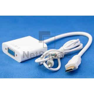 Mini HDMI Male to VGA Female (With 3.5mm Audio Cable) 1080p Adapter สีขาว