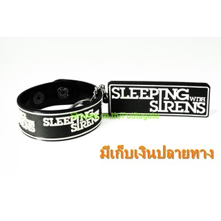 SLEEPING WITH SIRENS สลีปปิงวิทไซเรนส์ ริสแบนด์และพวงกุญแจ  กำไลยาง ปั๊มนูน วงร็อค wk97 สินค้าส่งต่างประเทศ