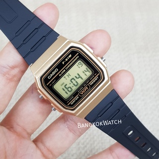 CASIO นาฬิกาข้อมือ ผู้ชายผู้หญิงใส่ได้ สายยางเรซิ่น รุ่น  F91WM-9A ทอง เงิน น้ำเงิน ของแท้ประกันศูนย์ 1 ปี