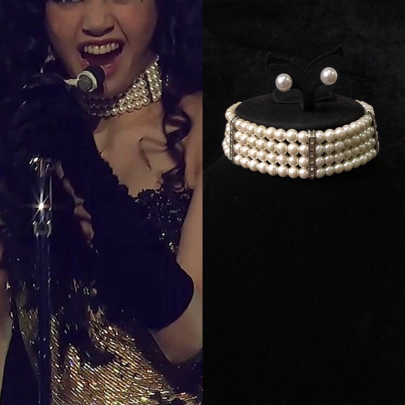 โชคเกอร์มุกแบบเรียบความยาวรอบคอ37cm.