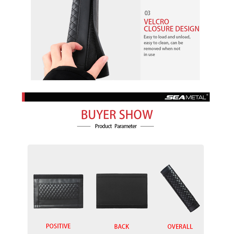 แผ่นรองเข็มขัดนิรภัยรถยนต์ สายรัดเบาะหนัง อุปกรณ์ป้องกันเข็มขัดนิรภัย - รูปที่ 7