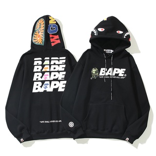 Bape เสื้อกันหนาว มีฮู้ด ผ้าฝ้าย พิมพ์ลาย แฟชั่นสําหรับผู้ชาย และผู้หญิง