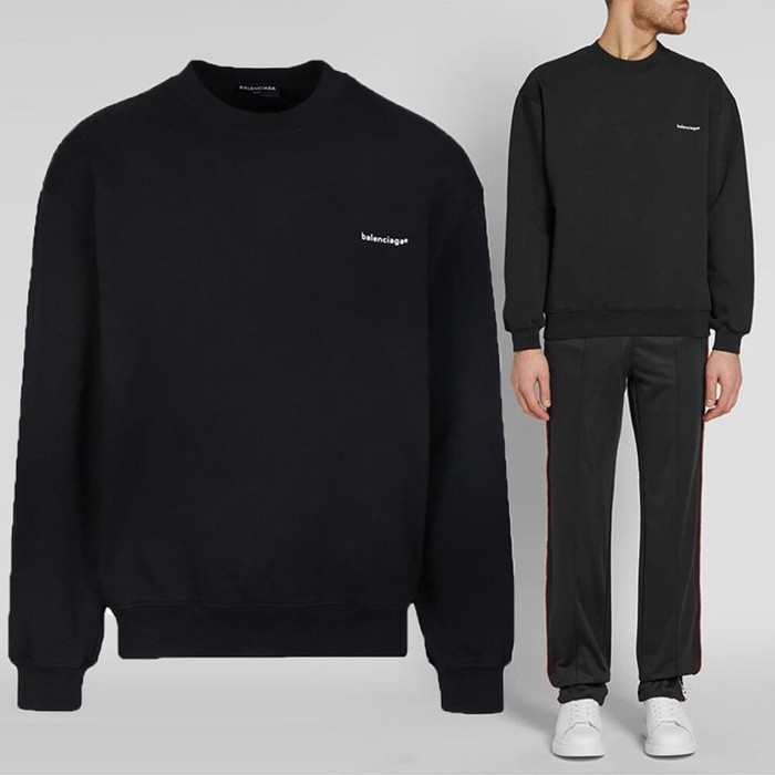 เสื้อแขนยาว Balenciaga Small Logo Brushed Sweatshirt Black ของแท้