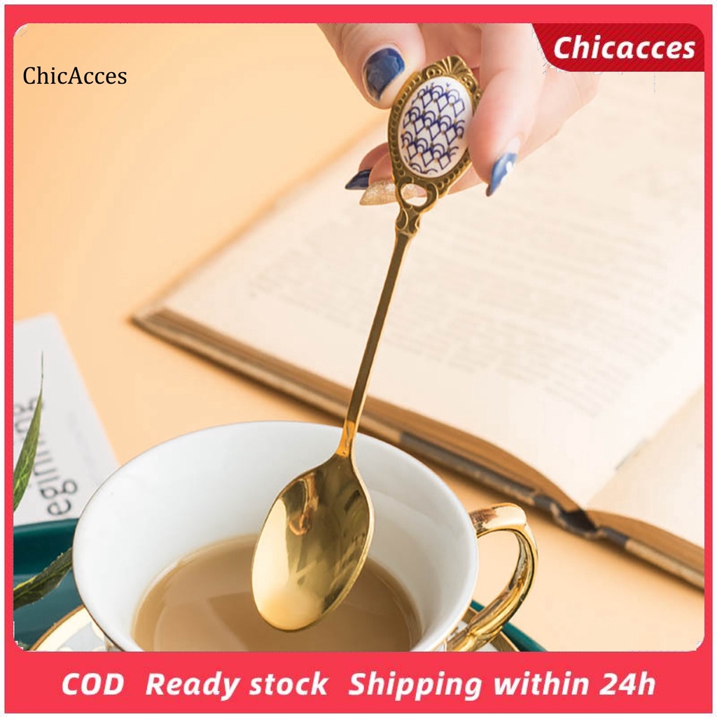 Square-Headed Teaspoon,5PCS Long Handle Stirring Spoon,Mini Coffee Spoon,Stainless Steel Dessert Scoop,Multifunction Stirring Spoon(Gold - View #9