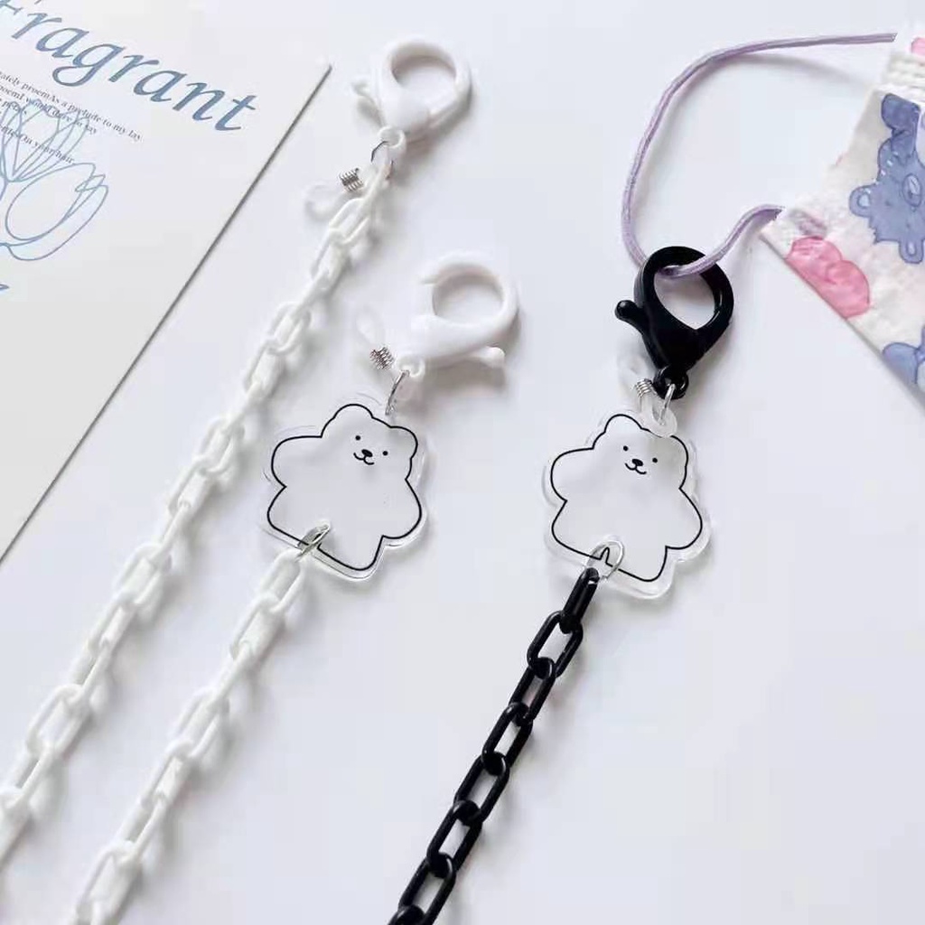 ใหม่ สร้อยคอโซ่อะคริลิค ลายการ์ตูนหมี เรียบง่าย สร้างสรรค์ สําหรับติดแว่นตา