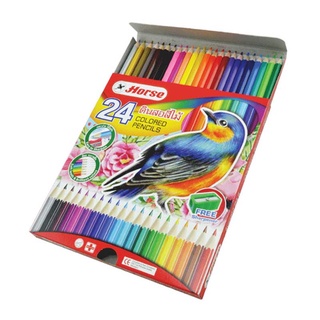 ดินสอสีไม้ ตราม้า แท่งยาว 24สี รุ่น H-2080 HORSE COLOUR PENCIL