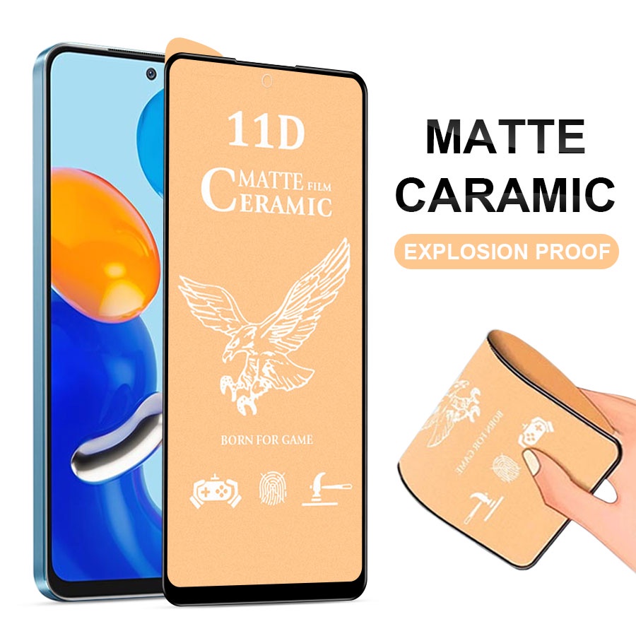 ฟิล์มกระจกนิรภัย แบบเซรามิคนิ่ม ผิวด้าน ป้องกันรอยเต็มจอ สำหรับ Xiaomi Mi Redmi Note 7 8 9 10 11 Pro 11S 10C 9s 9A 9T Poco X3 NFC F3 M3 X4 F4 Soft Ceramic Matte Film Full Cover Screen Protector