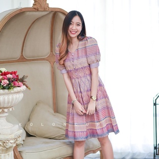 KolonCup เดรสผ้าทอลายไทย  รหัส KL3016