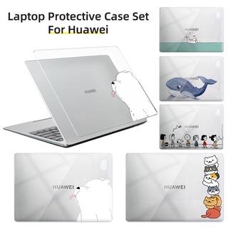 4 In 1 MateBook D14 D15 2022 เคสแป้นพิมพ์ ป้องกันผิว เปลือกแข็ง สําหรับ Huawei MateBook 16s 16 14 15 หมีน่ารัก ป้องกัน เคส พร้อมฟิล์มกันรอยคีย์บอร์ด