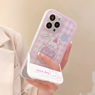 เคสโทรศัพท์มือถือ tpu ลายการ์ตูนกระต่าย พร้อมขาตั้ง สําหรับfor  iphone 13Promax Apple 12 xs xr 7 8