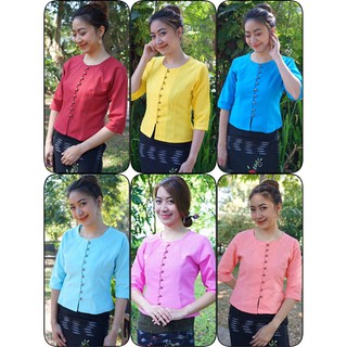 เสื้อผ้าฝ้าย คอเกล็ด กระดุม 9 เม็ด