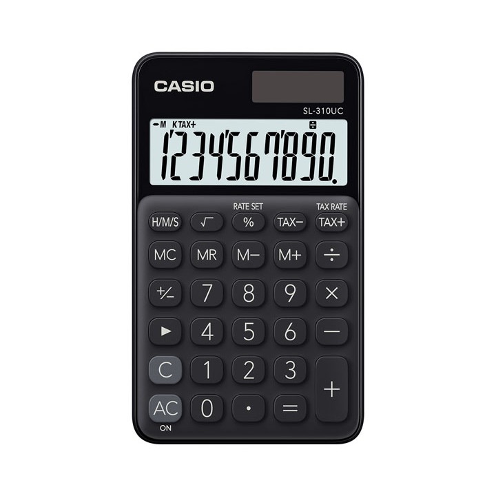 Casio Calculator เครื่องคิดเลข คาสิโอ รุ่น SL-310UC-BK แบบสีสัน ขนาดพกพา 10 หลัก สีดำ