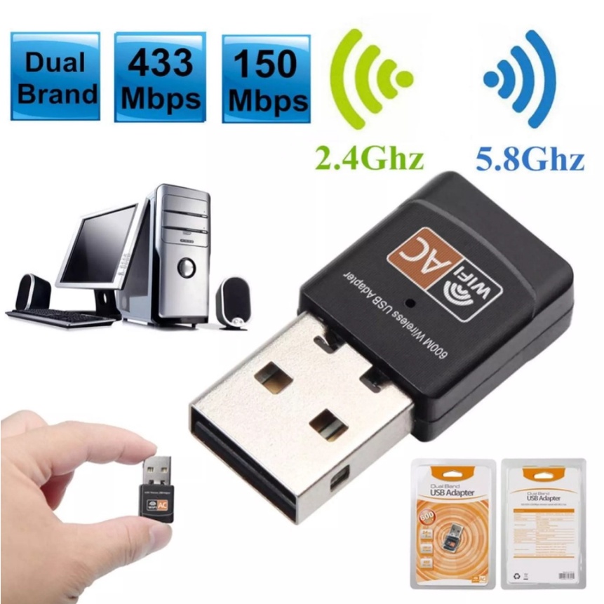 (ส่งจากไทย)USB wifi ตัวรับสัญญาณไวไฟ จากเลาท์เตอร์และจาก hotspot มือถือได้ความถี่ AC 2.4GHz และ 5G พร้อมส่งทุกวัน