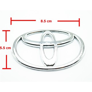 ป้ายโลโก้Toyota พลาสติกชุบโครเมี่ยมขนาด 8.5x5.5cm ติดตั้งด้วยเทปกาวสองหน้าด้านหลัง