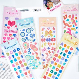 🌈 พร้อมส่งในไทย สติ๊กเกอร์ริบบิ้นสีสันสดใส ตัวอักษรสร้างสรรค์สติกเกอร์อัลบัมภาพ
