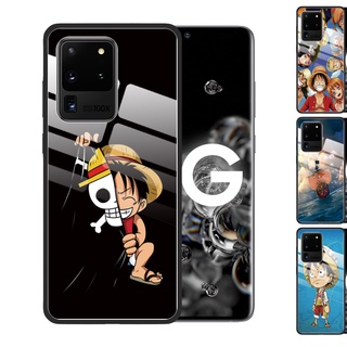 เคสโทรศัพท์ Samsung Galaxy S20 Ultra Note 20 10 Plus 9 S10 S20 Plus S9 ฝาหลังกระจก ลายการ์ตูน ONE PIECE