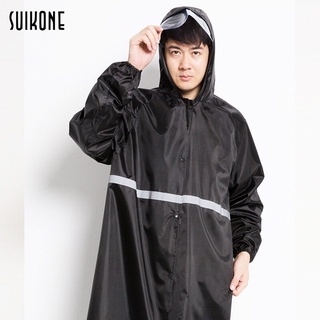 Suikone ชุดกันฝน ผู้ใหญ่เสื้อกันฝนกลางแจ้งเสื้อกันฝนมีหมวกพีวีซีฝนยาวกันน้ำกับหมวกหนานำมาใช้ใหม่เสื้อกันฝนกันน้ำแบบพกพา Unisex เสื้อกันฝน