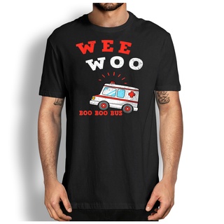 เสื้อยืดครอปเสื้อยืด พิมพ์ลายรถพยาบาล Wee Woo Boo Bus Ambulance ตลกS-5XL