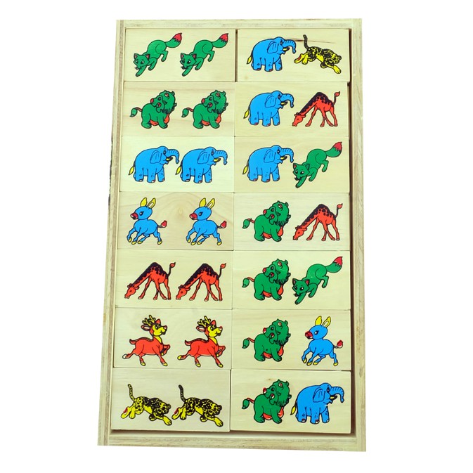 1129โดมิโนสัตว์ป่า , ของเล่นไม้, ของเล่นเสริมพัฒนาการ, ของเล่นเด็กอนุบาล, สื่อการสอนเด็กอนุบาล