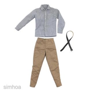 1/6 Scale Plaid Shirt Khaki Trousers Belt Male Clothes for 12\ Hot Toys