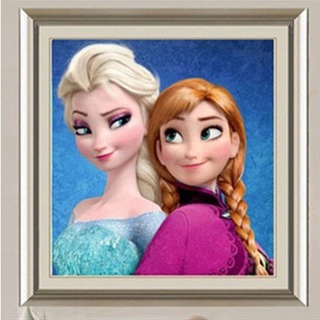 ชุดงานจิตรกรรมเม็ดบีด ทรงเพชรกลม 5D รูปการ์ตูน Frozen สําหรับตกแต่งบ้าน ห้องนั่งเล่น DIY