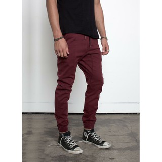 กางเกงจ็อกเกอร์ Jogger ทรง harem. Burgundy mens Harem Jogger