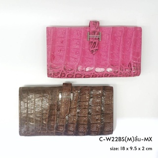 Prang Crocodile Leather Long Bi-fold Wallet กระเป๋าสตางค์สองพับยาว หนังจระเข้ C-W22BS(M)ลิ้น-MX