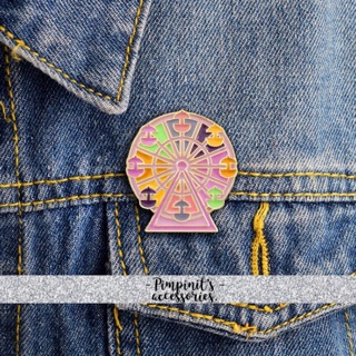 📬 พร้อมส่ง : เข็มกลัดลายชิงช้าสวรรค์สีพาสเทล | Pastel Ferris Wheel Enamel Brooch Pin.