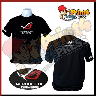 เสื้อยืดแขนสั้นคอกลมสีดำ shirt Republic of Gamers ROG T-shirt Gaming