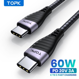 Topk Ac15 Pd 60W สายชาร์จอย่างรวดเร็ว Usb Type C สําหรับ Samsung Xiaomi