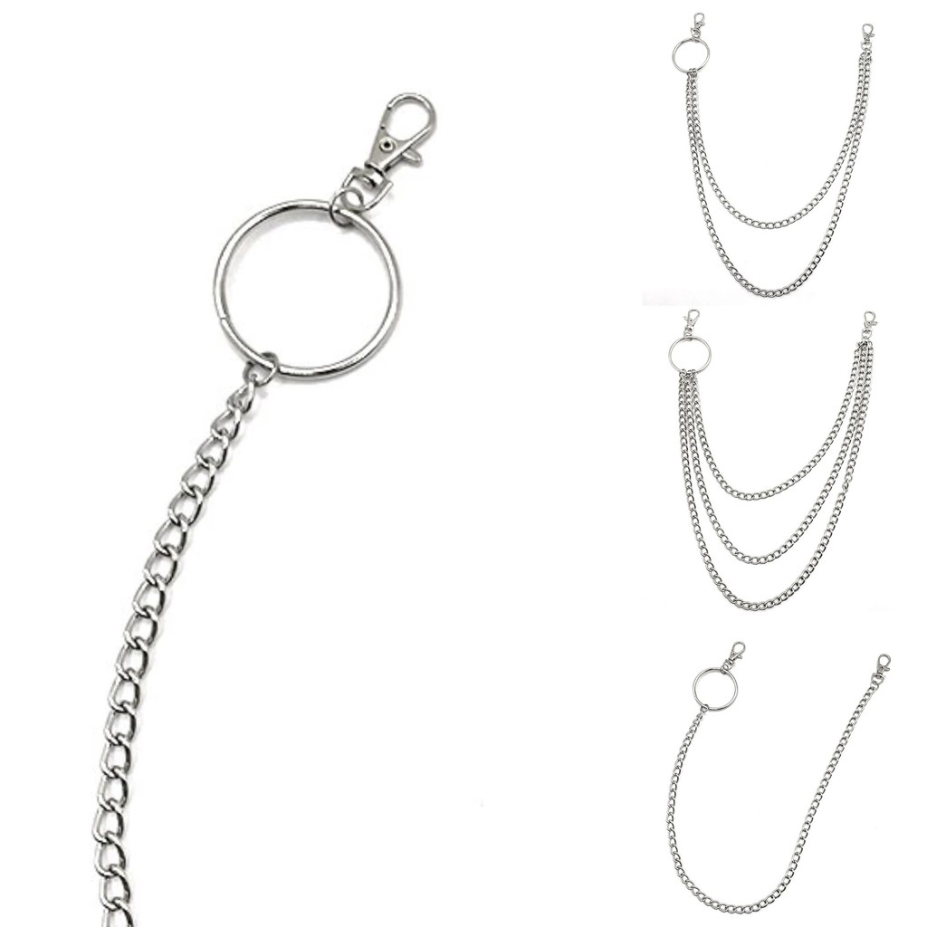 Flap Pockets Chain Pants - Korean Punk Hip Hop Style Pants Chain Accessories