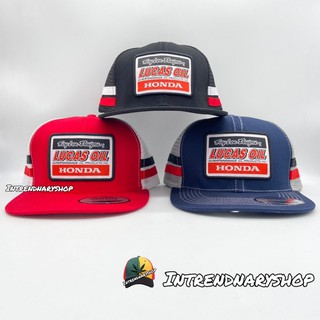 หมวกตาข่าย หมวกวินเทจ โลโก้ Vintage Troy Lee Designs Lucas Oil Honda Snapback HIPHOP