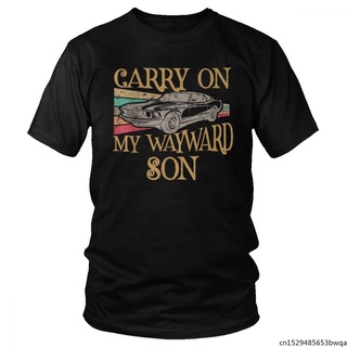 เสื้อยืดวินเทจผู้ชายเสื้อยืดวินเทจผู้ชาย Carry On My Wayward Son Dark Heather