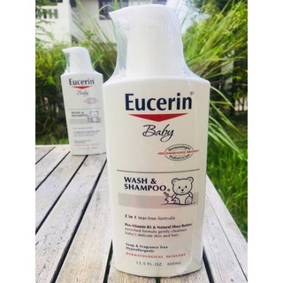 ครีมอาบน้ำและแชมพูสำหรับเด็กและทารก Eucerin® Baby, Wash &amp; Shampoo, Fragrance Free (400mL) ไม่ทำให้น้ำตาไหล ปราศจากน้ำหอม