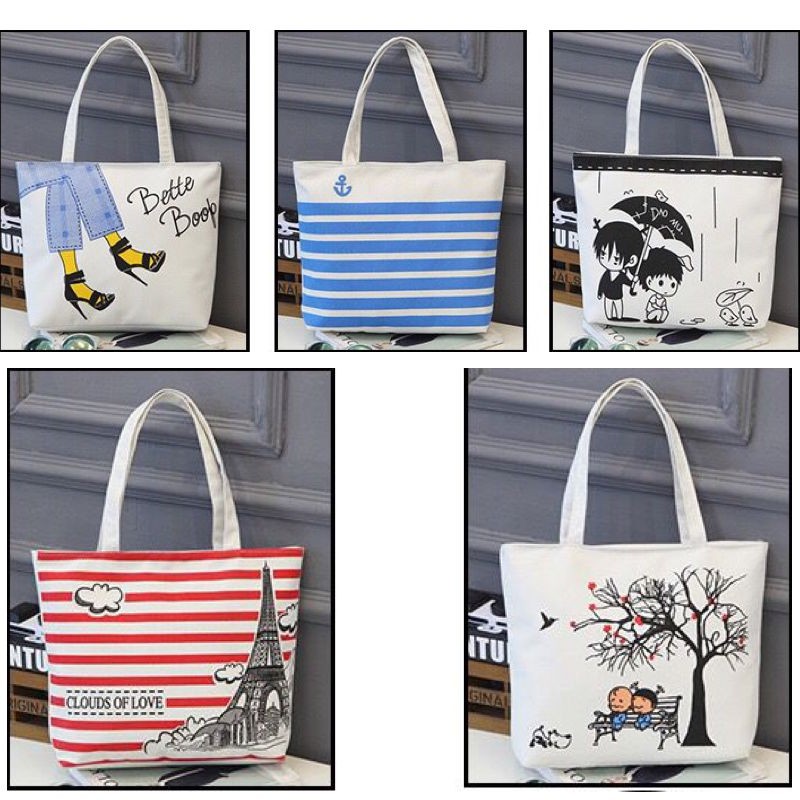 Bao809 กระเป๋าผ้า TOTE สไตล์ญี่ปุ่นกระเป๋าผ้านิ่ม.เนื้อผ้าดี.ใส่ของได้เยอะมีซิปด้วย.pink girl123