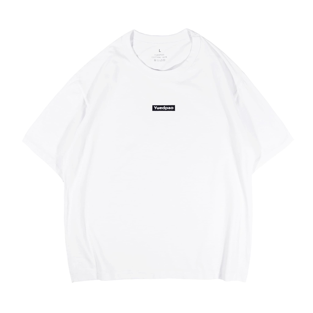 Yuedpao ยอดขาย No.1 รับประกันไม่ย้วย 2 ปี เสื้อยืดเปล่า เสื้อยืด OVERSIZED แขนสั้น Set Oversize_Logoสี Black&White